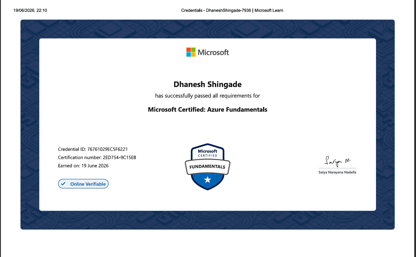 Microsoft Certified: Azure Fundamentals (AZ-900)