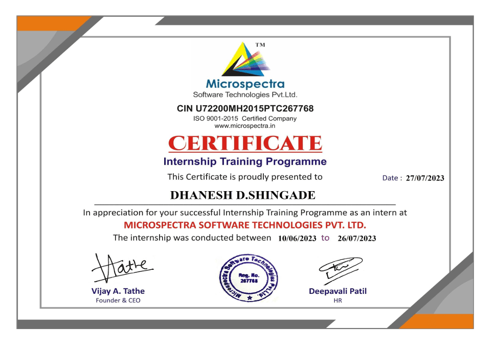 Full Stack Development Internship in Java